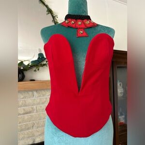 RED ROSE PLUNGE CORSET